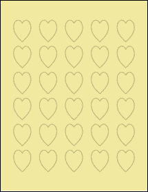 Sheet of 1" x 1.25" Pastel Yellow labels
