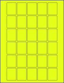 Sheet of 1.25" x 1.625" Fluorescent Yellow labels