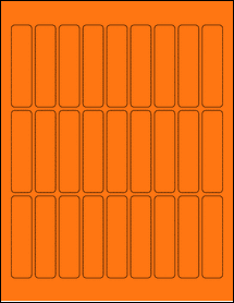 Sheet of 0.75" x 3" Fluorescent Orange labels