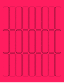 Sheet of 0.75" x 3" Fluorescent Pink labels