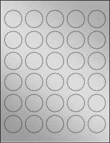 Sheet of 1.3779" x 1.3779" Weatherproof Silver Polyester Laser labels