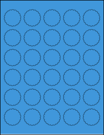 Sheet of 1.3779" x 1.3779" True Blue labels