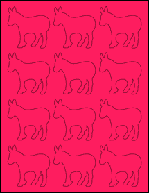 Sheet of 2.4132" x 2.3944" Fluorescent Pink labels