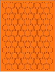 Sheet of 0.866" x 1" Fluorescent Orange labels