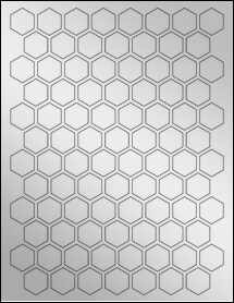 Sheet of 0.866" x 1" Silver Foil Inkjet labels