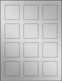Sheet of 2" x 2" Square Weatherproof Silver Polyester Laser labels