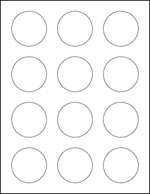 Sheet of 2" Circle Removable White Matte labels