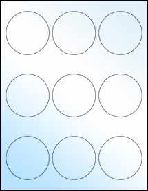 Sheet of 2.5" Circle White Gloss Inkjet labels
