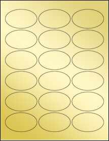 Sheet of 2.5" x 1.5" Oval Gold Foil Inkjet labels