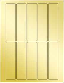 Sheet of 1.3" x 5" Gold Foil Inkjet labels