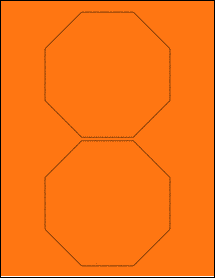 Sheet of 4.9861" x 4.9861" Fluorescent Orange labels