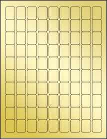 Sheet of 0.75" x 1" Gold Foil Inkjet labels