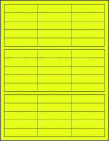 Sheet of 2.63" x 0.66" Fluorescent Yellow labels