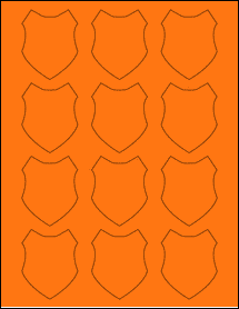 Sheet of 2" x 2.5" Fluorescent Orange labels