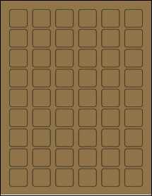 Sheet of 1" x 1" Brown Kraft labels