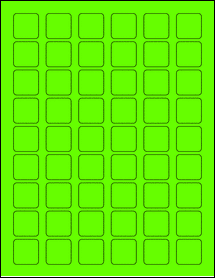 Sheet of 1" x 1" Fluorescent Green labels