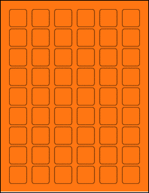 Sheet of 1" x 1" Fluorescent Orange labels