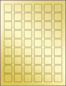 Sheet of 1" x 1" Gold Foil Laser labels