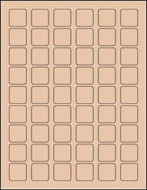 Sheet of 1" x 1" Light Tan labels