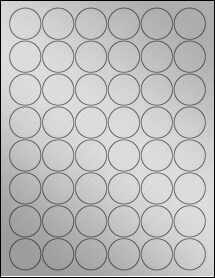 Sheet of 1.25" Circle Weatherproof Silver Polyester Laser labels