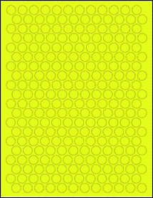 Sheet of 0.515" Circle Fluorescent Yellow labels