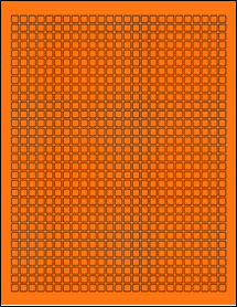 Sheet of 0.25" x 0.25" Fluorescent Orange labels