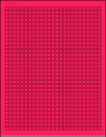 Sheet of 0.25" x 0.25" Fluorescent Pink labels
