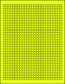 Sheet of 0.25" x 0.25" Fluorescent Yellow labels