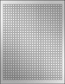 Sheet of 0.25" x 0.25" Silver Foil Inkjet labels