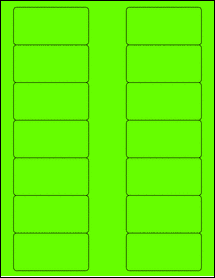 Sheet of 3" x 1.5" Fluorescent Green labels