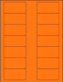 Sheet of 3" x 1.5" Fluorescent Orange labels
