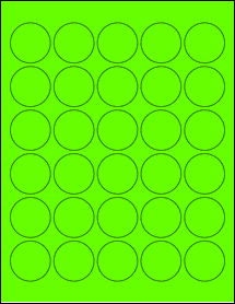 Sheet of 1.465" Circle Fluorescent Green labels