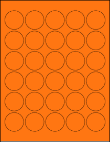 Sheet of 1.465" Circle Fluorescent Orange labels
