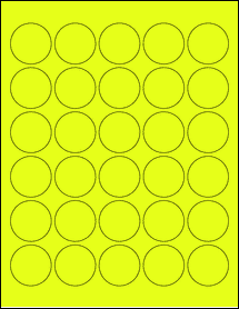 Sheet of 1.465" Circle Fluorescent Yellow labels