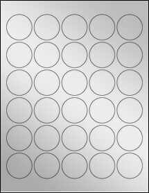Sheet of 1.465" Circle Silver Foil Inkjet labels