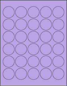 Sheet of 1.465" Circle True Purple labels