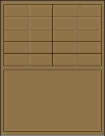 Sheet of 2" x 1" Brown Kraft labels