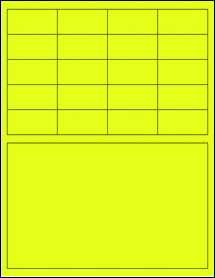 Sheet of 2" x 1" Fluorescent Yellow labels