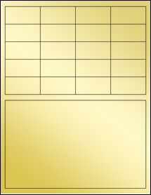 Sheet of 2" x 1" Gold Foil Inkjet labels