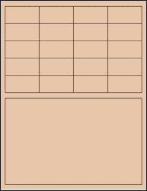 Sheet of 2" x 1" Light Tan labels