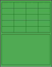 Sheet of 2" x 1" True Green labels