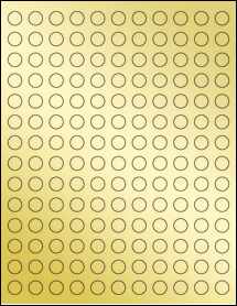 Sheet of 0.5" Circle Gold Foil Inkjet labels