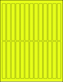 Sheet of 0.5" x 5" Fluorescent Yellow labels