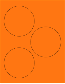 Sheet of 4" Circle Fluorescent Orange labels