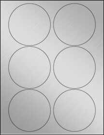 Sheet of 3.5" Circle Weatherproof Silver Polyester Laser labels