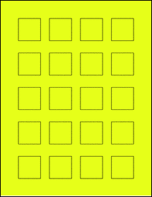 Sheet of 1.25" x 1.25" Fluorescent Yellow labels