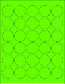 Sheet of 1.5" Circle Fluorescent Green labels