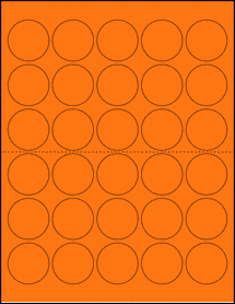 Sheet of 1.5" Circle Fluorescent Orange labels