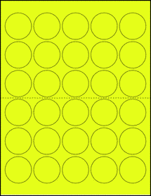 Sheet of 1.5" Circle Fluorescent Yellow labels