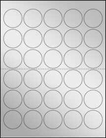 Sheet of 1.5" Circle Silver Foil Inkjet labels